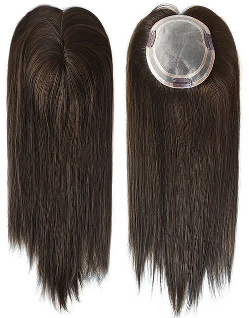 16" Hair Topper Durable 5.5"x6" European Cuticle Remy Natural Human Hair Toupee for Women