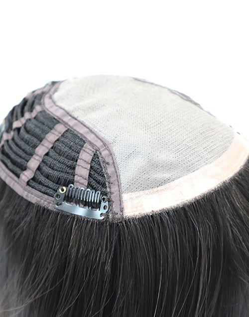 European Remy Human Hair Topper for Women 6“x7" Natural Straight Toupee Women 4 Hair Clips on Hair Pieces