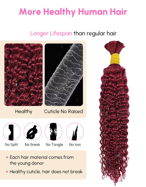 99J Human Braiding Hair Curly Bulk Human Hair for Braiding No Weft 12A for Boho Braids Hair