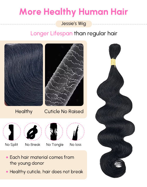 Hair Bulk Body Wave Human Hair for Braiding No Weft Human Hair 12A for Boho Braids