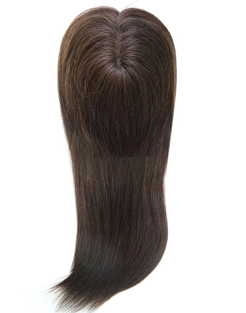 European Remy Human Hair Topper for Women 6“x7" Natural Straight Toupee Women 4 Hair Clips on Hair Pieces