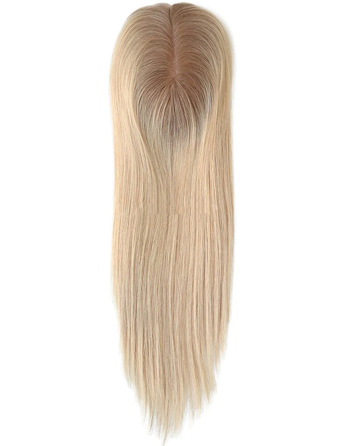 15" Hair Toppers for Women Silk Top Toupee Hairpiece 3 Clip In Blonde Hair Capillary Prosthesis for White Women