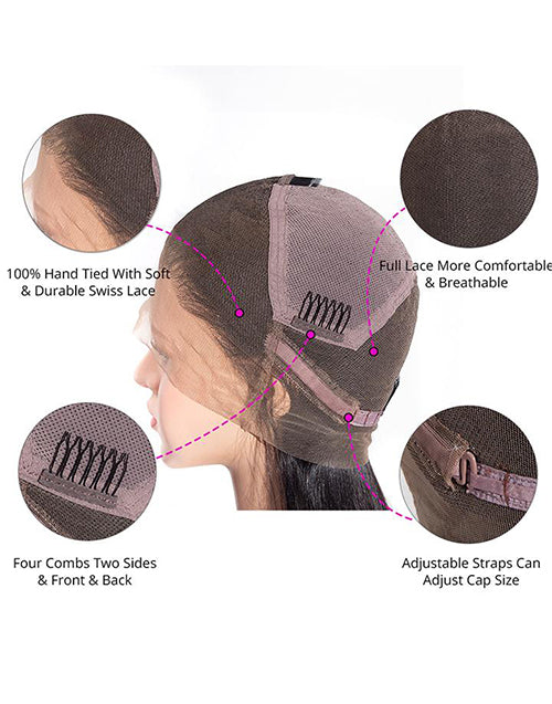 Rae- (Can Do Ponytail ) Straight Full Lace Wig With 4C Hairline Edge Human Hair Wigs Preplucked Hairline