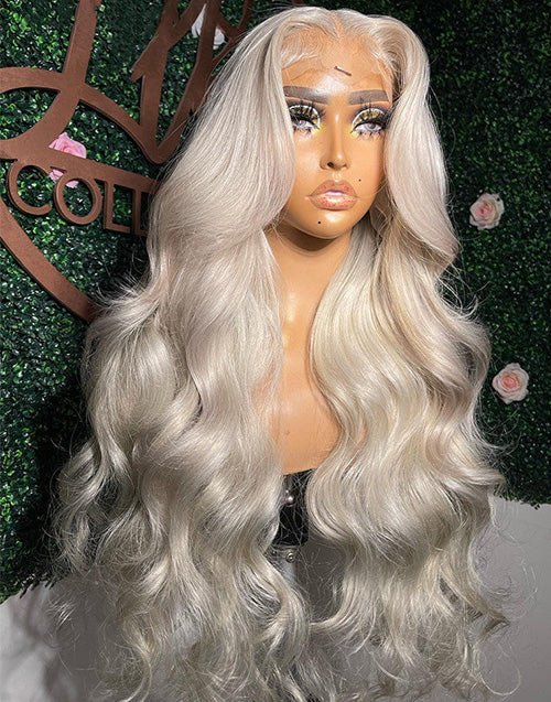 Katie-#60 Platinum Blonde 13x4 Lace Front Wig Glueless Human Hair Wigs Body Wave