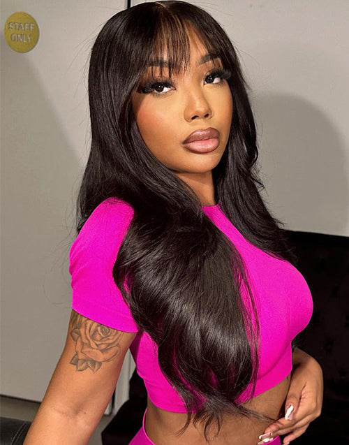 20"=18" Price Curtain Bangs Loose Wavy Wig 13x5 Pre Cut Lace