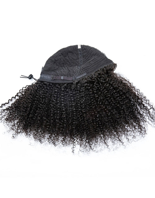 Half Wigs Human Hair-One Fit All For Women Half Up Half Down Hairstyles Afro Kinky Curly Wig