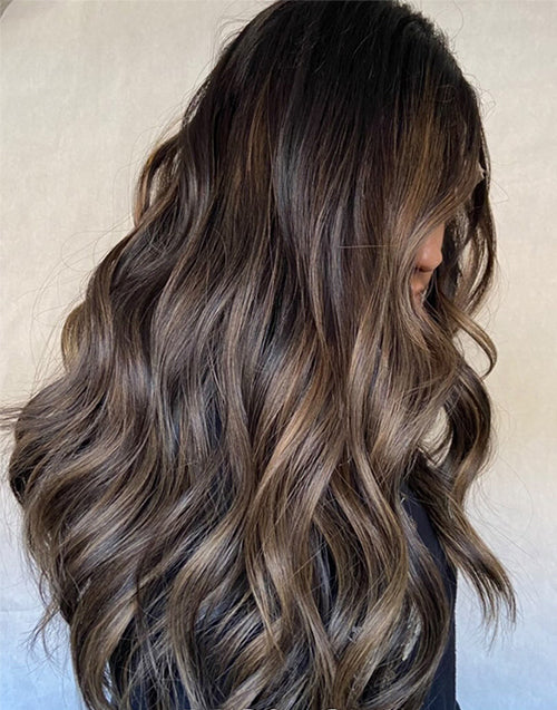 Brik-Wavy Hazelnut Brown With Blonde Highlights Lace Front Wigs Long Wig Side Part