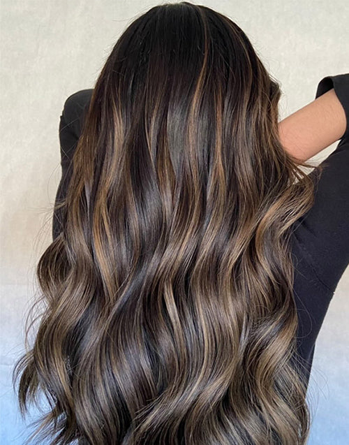 Brik-Wavy Hazelnut Brown With Blonde Highlights Lace Front Wigs Long Wig Side Part