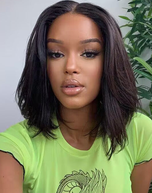 Kay- Straight Layered Cut Short Bob Glueless Wig 13×5 Pre Cut Lace Front Human Hair Wig