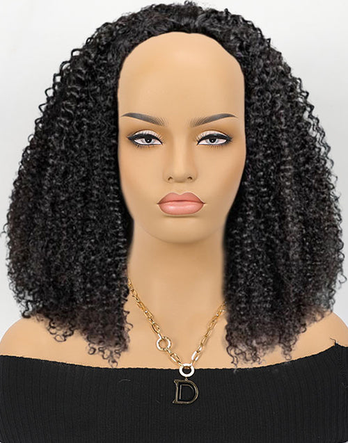 Half Wigs Human Hair-One Fit All For Women Half Up Half Down Hairstyles Afro Kinky Curly Wig