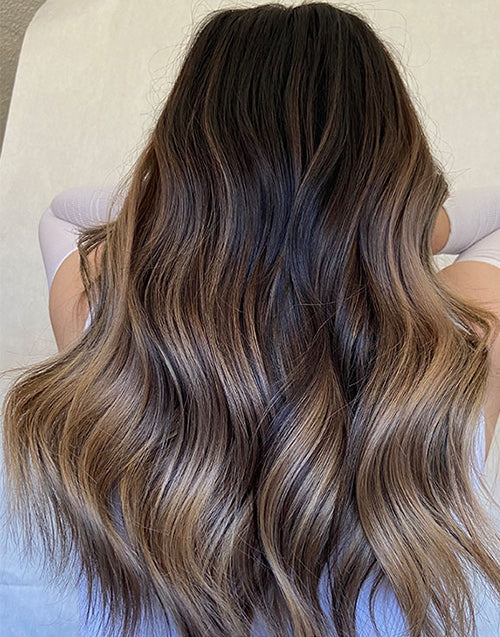Hedy-Mushroom Brown And Blonde Balayage Wavy 13x4 Lace Front Glueless Wigs Human Hair