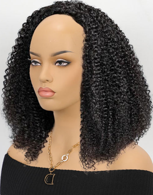 Half Wigs Human Hair-One Fit All For Women Half Up Half Down Hairstyles Afro Kinky Curly Wig