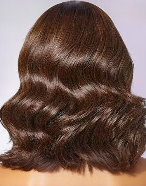Ombre Brown Short Bob Loose Wave 13x5 Lace Frontal Glueless Human Hair Wig Pre Cut Lace