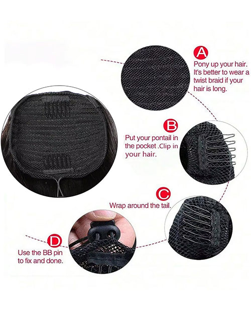 Afro Kinky Curly Hair Ponytail Extensions Clip in Drawstring Ponytail Human Hair Extensions