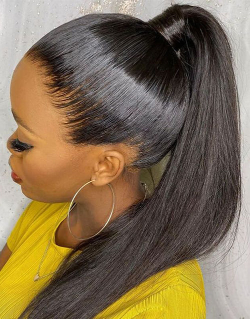 Straight Invisi-Drawstring Snug Fit 360 Pre Cut Lace Frontal Wigs Pre-Bleached Knots Plucked Hairline