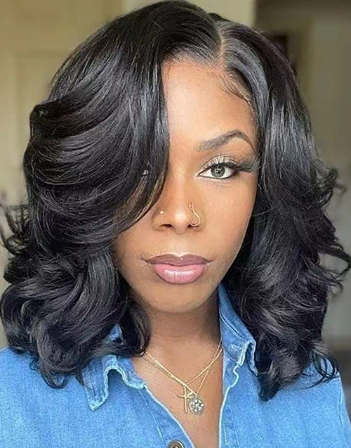 10"-16” Wavy Bob Pre Cut Lace Glueless Wig