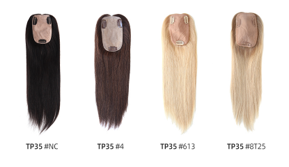 15" Hair Toppers for Women Silk Top Toupee Hairpiece 3 Clip In Blonde Hair Capillary Prosthesis for White Women