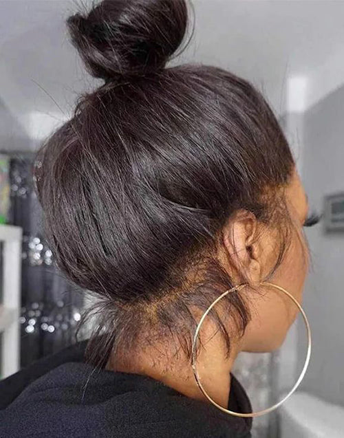 Straight Invisi-Drawstring Snug Fit 360 Pre Cut Lace Frontal Wigs Pre-Bleached Knots Plucked Hairline