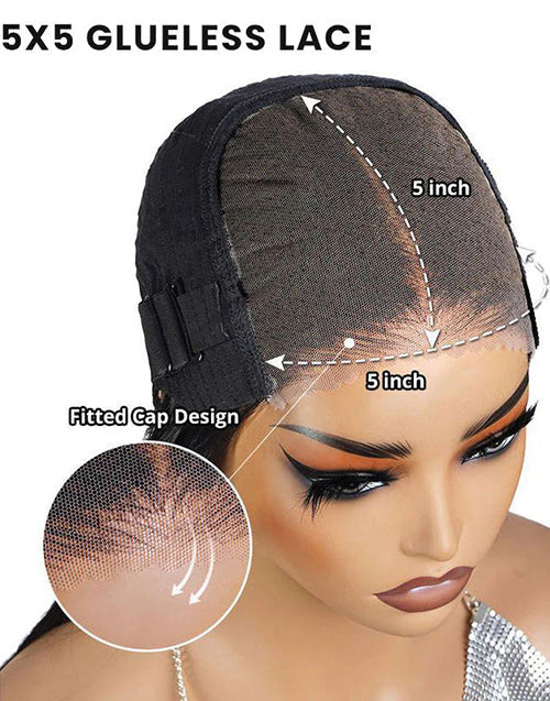 Mature Boss Brown Ombre Highlight Glueless Short Wavy Bob Wig Pre Cut Lace Human Hair
