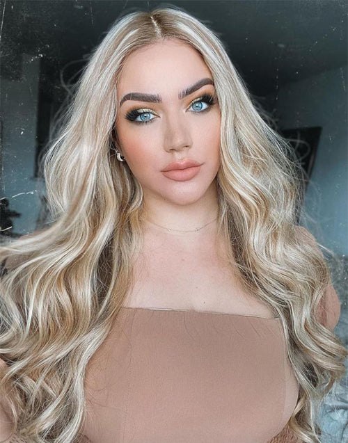 Hina-Healthy Ash Brown & Platinum Blonde Mix 13X4 Deep Part Lace Front Real Human Hair Wigs TP8/60