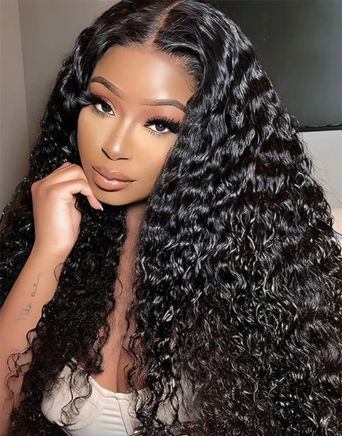 16"-26" Water Wave Lace Wig Glueless Human Hair Wig