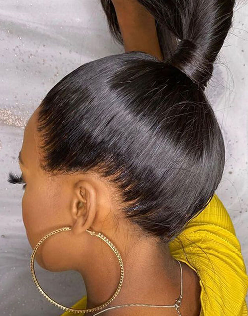 Straight Invisi-Drawstring Snug Fit 360 Pre Cut Lace Frontal Wigs Pre-Bleached Knots Plucked Hairline