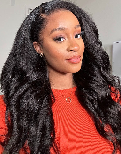 Invisi Strap 360 Skin Lace Frontal Kinky Straight Wig Pre Everything Wig Natural Look