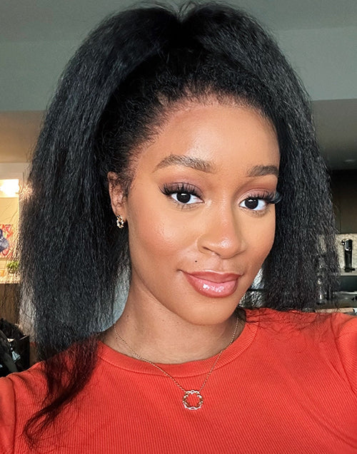 Invisi Strap 360 Skin Lace Frontal Kinky Straight Wig Pre Everything Wig Natural Look