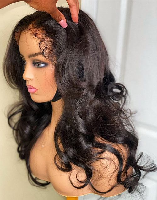 Tara- Real HD Lace Kinky Edge Baby Hairline Body Wave 13x4 Lace Front Wig Glueless Human Hair Wig
