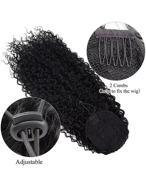Curly Drawstring Ponytail Human Hair Ponytails Clip In Hair Extensions For Daily Cosplay 1 Piece