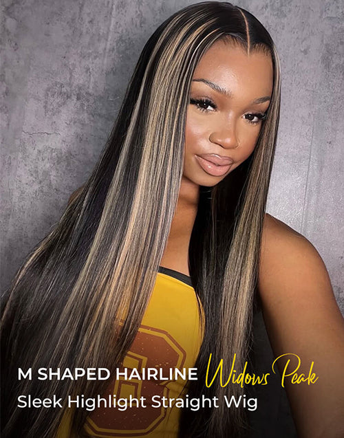 M Shaped Hairline Highlight Honey Straight 13x5 Pre Cut Lace Wig For Women