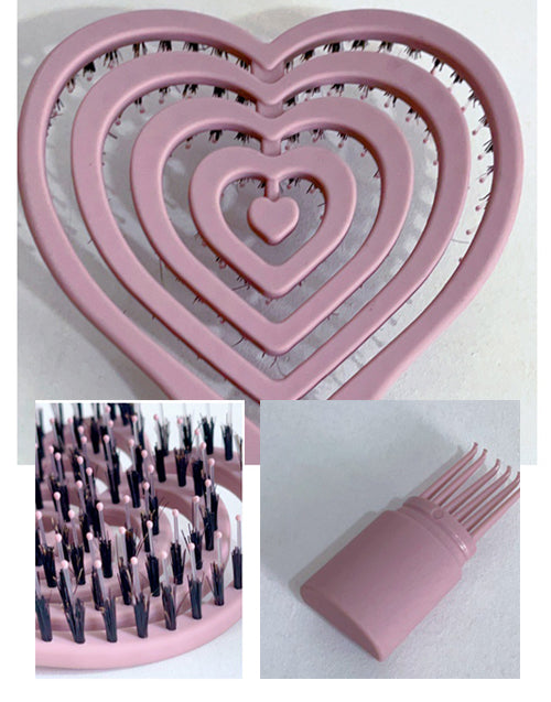 Heart Brush Detangling Hairbrush Soft Boar Bristle Curved Vented Hair Brush for Women for Thick Long Short Wet or Dry Hair