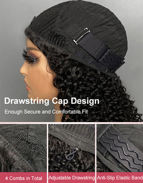 Half Wigs Human Hair-One Fit All For Women Half Up Half Down Hairstyles Afro Kinky Curly Wig