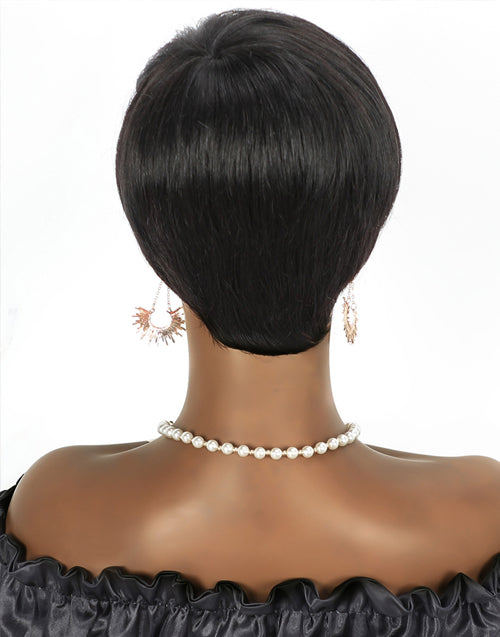 Short Bob Straight Pixie Cut Full Machinemade Wig With Bangs