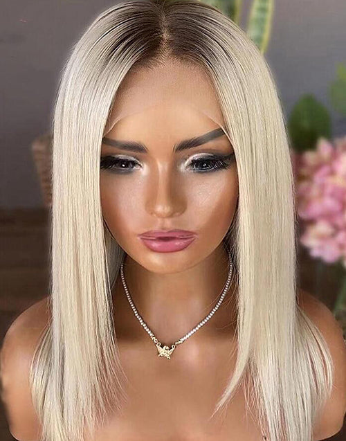 Scil-Ombre Blonde 13x6 Lace Front Straight Wig Human Hair Wigs For Women Can Do Half Up High Ponytail