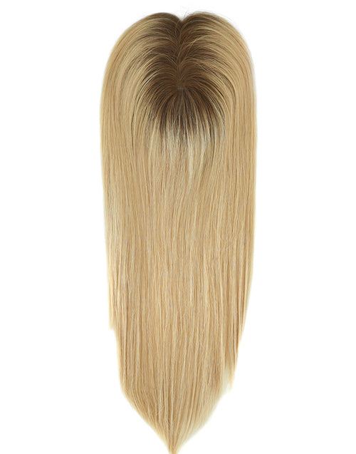 Ombre Blonde Mono Topper with Clips Angelic Minds Human Hair Piece Toupee
