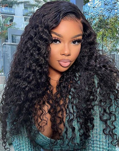 16"-26" Water Wave Lace Wig Glueless Human Hair Wig