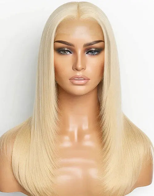 Tasneem- 613 Blonde Lace Front Wig 250% Density Layered Cut Straight Human Hair Wig Pre Plucked
