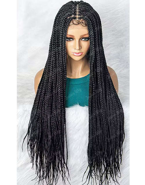 36" Full Lace Knotless Box Braided Wig Fully Handmade Wig