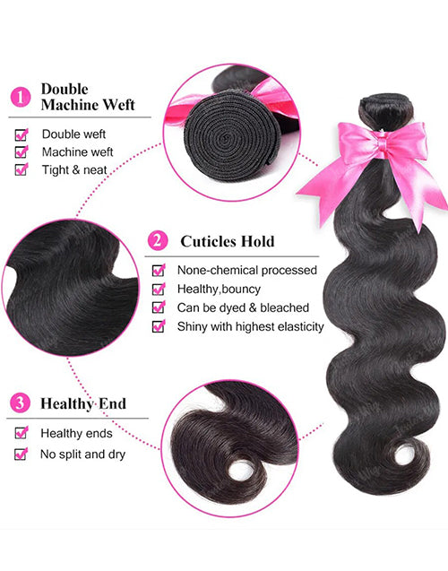 Body Wave Bundles With Closure Human Hair 3 Bundles With 4x4 Lace Closure