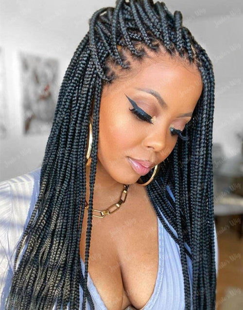 36" Full Lace Knotless Box Braided Wig Fully Handmade Wig
