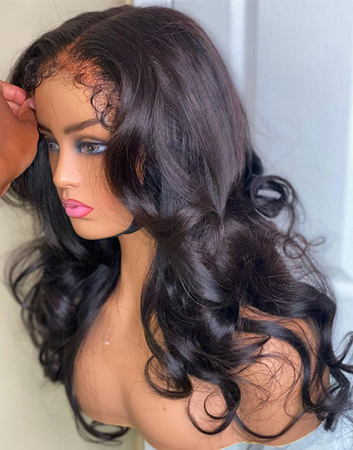 Tara- Real HD Lace Kinky Edge Baby Hairline Body Wave 13x4 Lace Front Wig Glueless Human Hair Wig