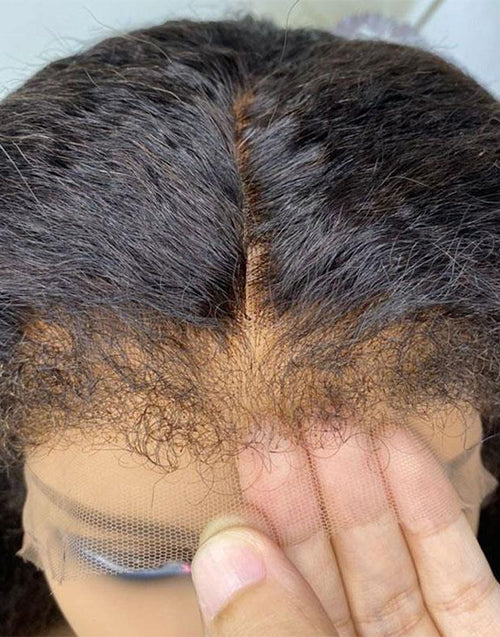 4C Baby Hairline Glueless Real HD Lace Kinky Straight 13x4 Lace Wig Edges With Natural Kinky Baby Hair Line
