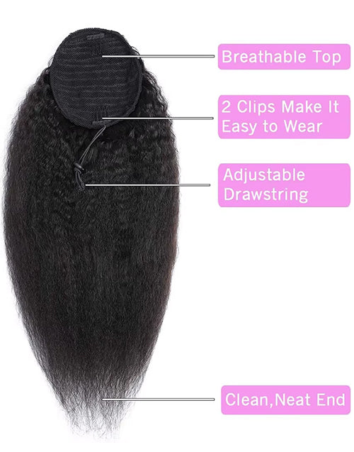 Kinky Straight Ponytail Human Hair Extension Human Hair Drawstring In Ponytail For Women