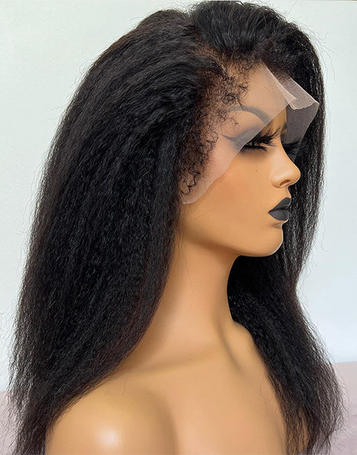 4C Baby Hairline Glueless Real HD Lace Kinky Straight 13x4 Lace Wig Edges With Natural Kinky Baby Hair Line