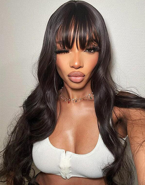 18" Body Wave 13x5 Pre Cut Lace Wig With Bangs+10" Bob Straight 4x4 Lace Pre Cut Wig
