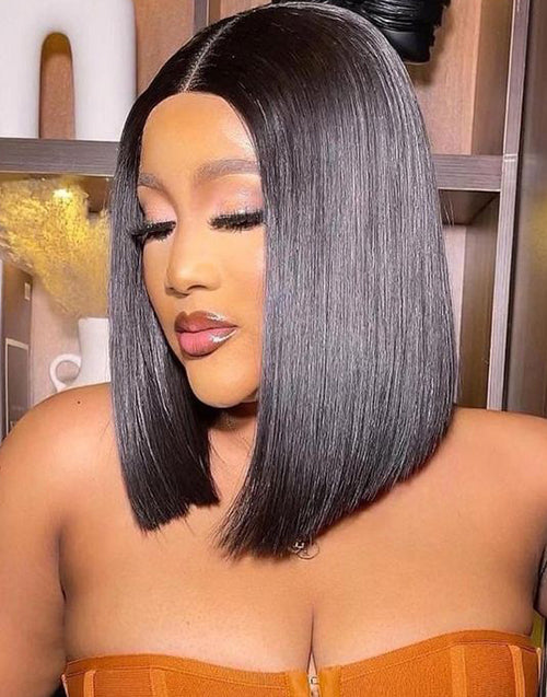 14" Straight Thin V Part Bob Wig No Leave-Out