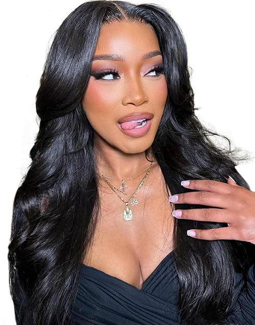Thea- Curtain Bangs Wavy Layer Cut Glueless Wig Pre Cut Lace Human Hair