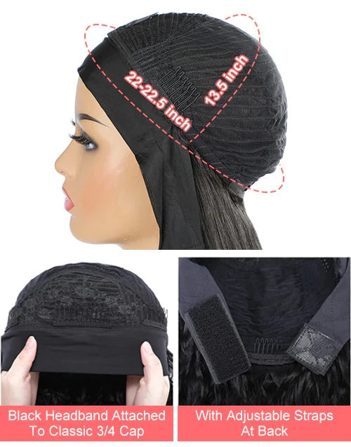 Deep Wave Headband Wig Easily Do High Ponytail/Bun By Yourself