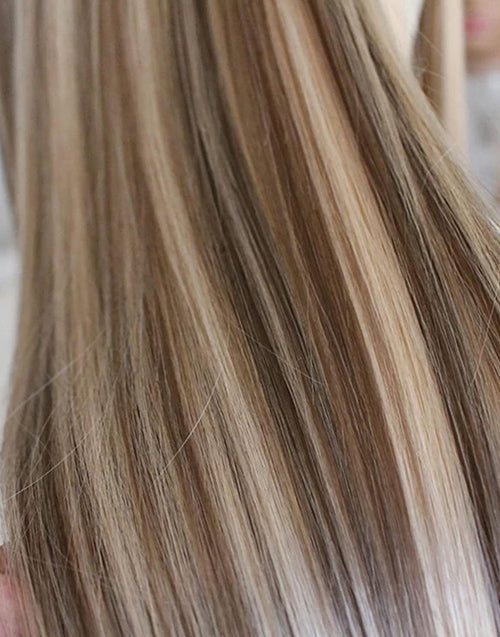 22" Highlight Blonde Brown Straight 5.5x5.5 Lace Glueless Wig For Women